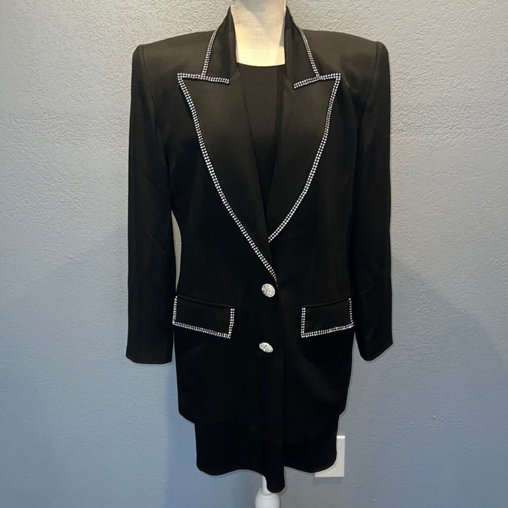 SOLINI New York Black Crystal Special Occasion Suit Jacket - Size 10